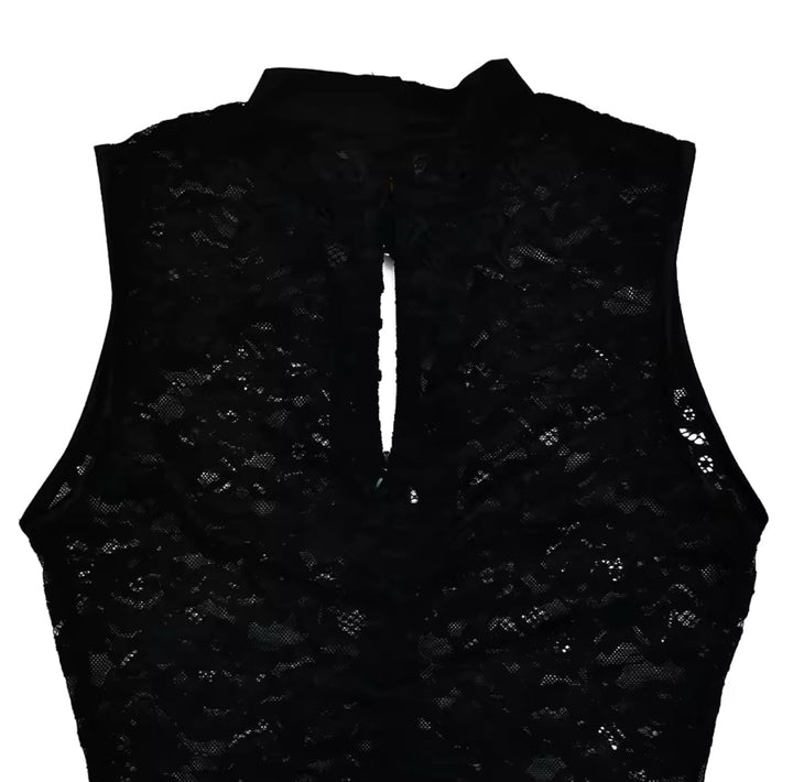 Damen Ärmelloses Hochhals Schlitz Kleid | Maxi