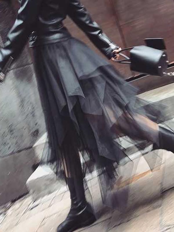 Gonna maxi in tulle multistrato da donna | Orlo asimmetrico