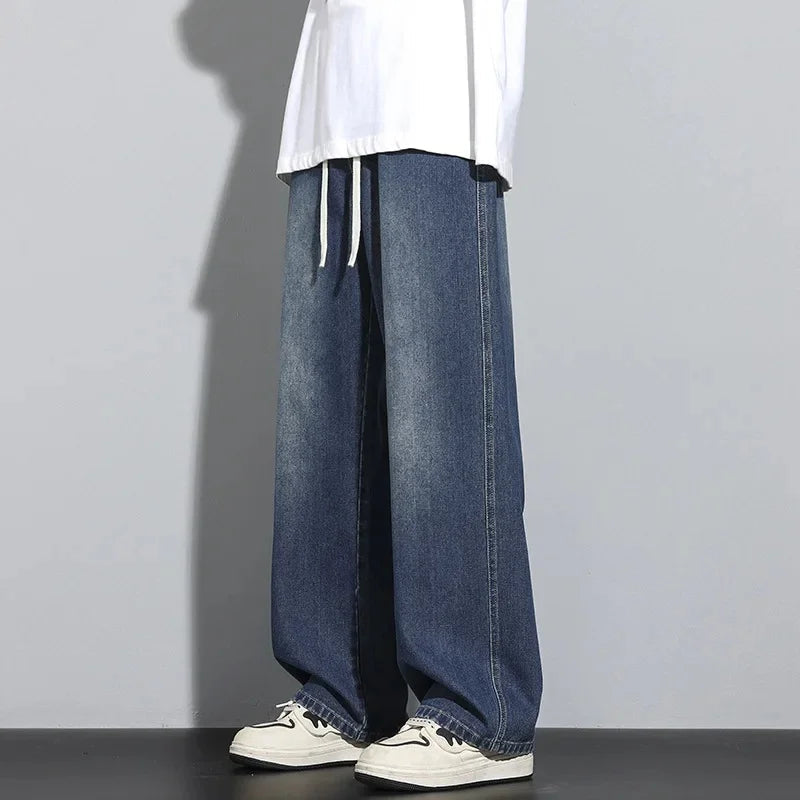 Jeans Herren | Baggy Jeans Herren mit Verstellbarem Kordelzug für Freizeit