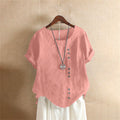 Kelly | Unifarbenes Kurzarm-Bluse mit Rundhalsausschnitt 0