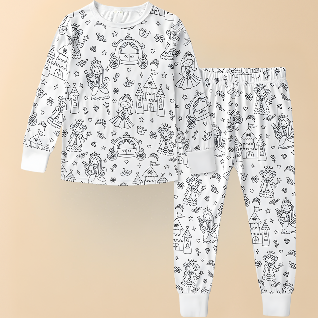 Kinder Baumwolle Schlafanzug Set Malen Weihnachts Motiv Pyjama 11