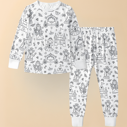 Kinder Baumwolle Schlafanzug Set Malen Weihnachts Motiv Pyjama 11