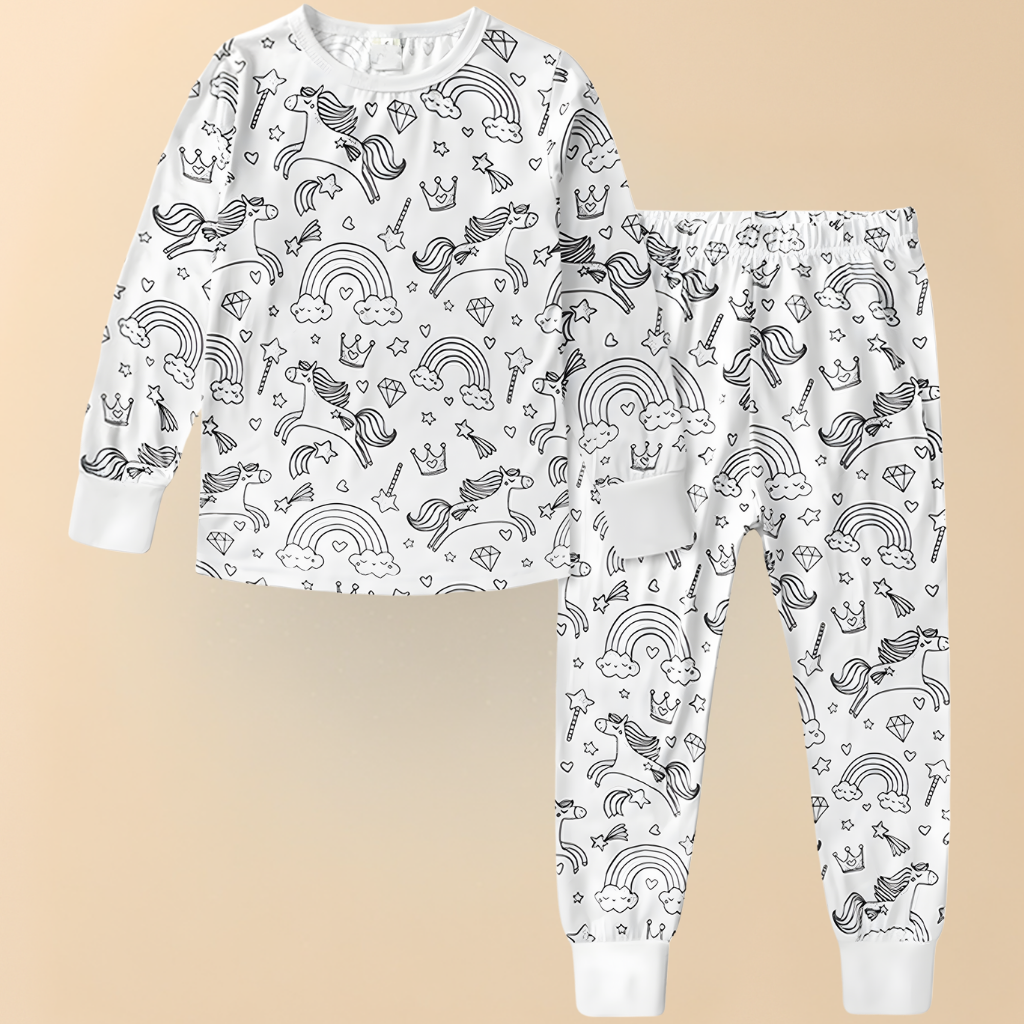 Kinder Baumwolle Schlafanzug Set Malen Weihnachts Motiv Pyjama 12