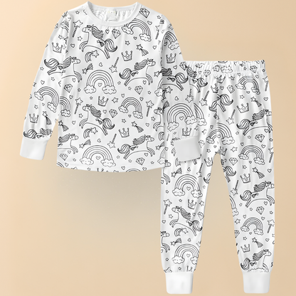 Kinder Baumwolle Schlafanzug Set Malen Weihnachts Motiv Pyjama 12