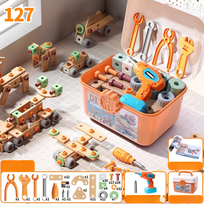 Kinder Werkzeugset Holz Baukasten Spielzeug 4