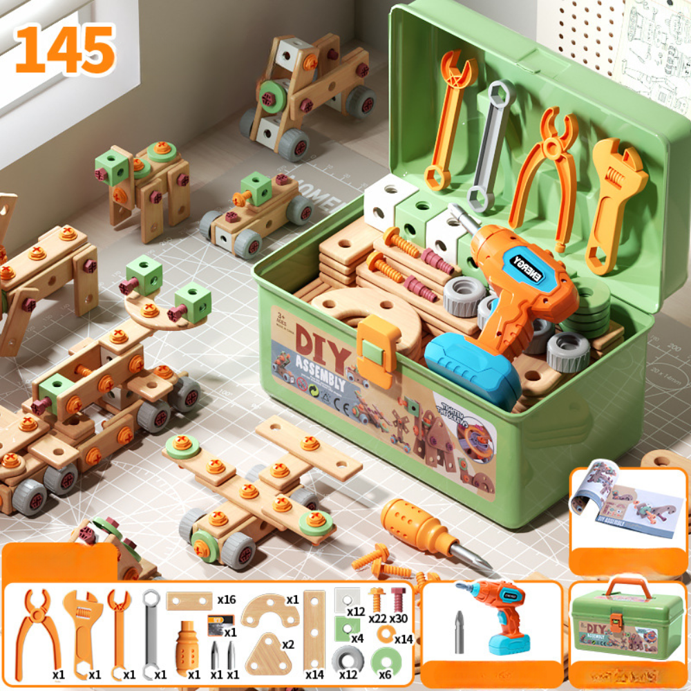 Kinder Werkzeugset Holz Baukasten Spielzeug 5