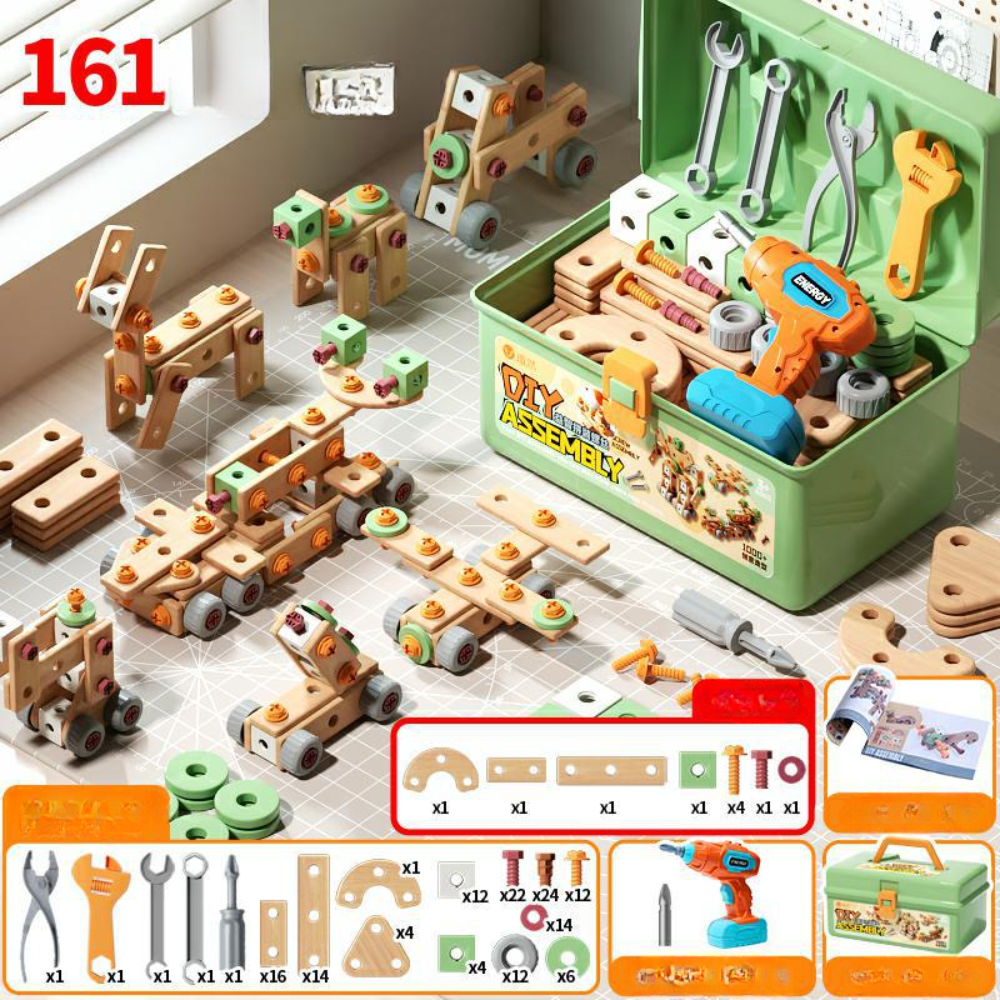 Kinder Werkzeugset Holz Baukasten Spielzeug 7