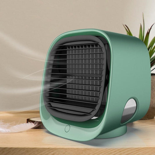 Kompakte 2-in-1 Klimaanlage und Luftbefeuchter für Wohnung – Leise USB Klimagerät mit LED-Beleuchtung und Nachfüllbarem Wassertank