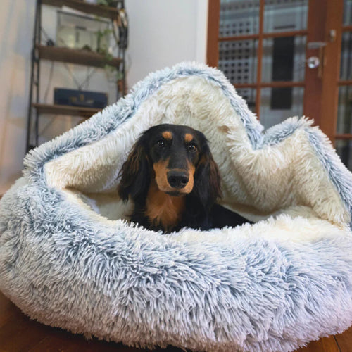 Kuscheliges Hundebett im Höhlenstil mit Antirutschboden – Plüsch Kissen für Hunde, Maschinenwaschbar, Verschiedene Größen und Farben
