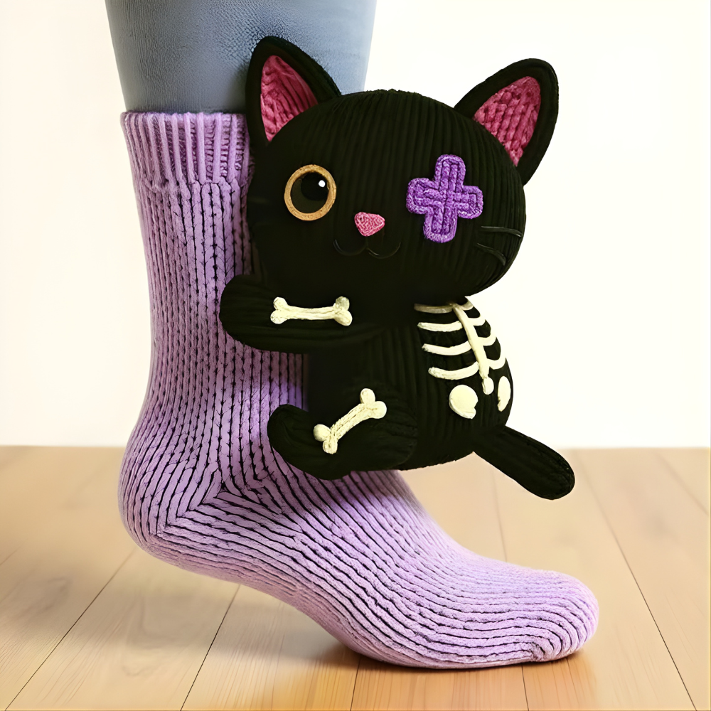 Kuschelsocken Unisex Winter Warm Weich Tiermotiv Haussocken 