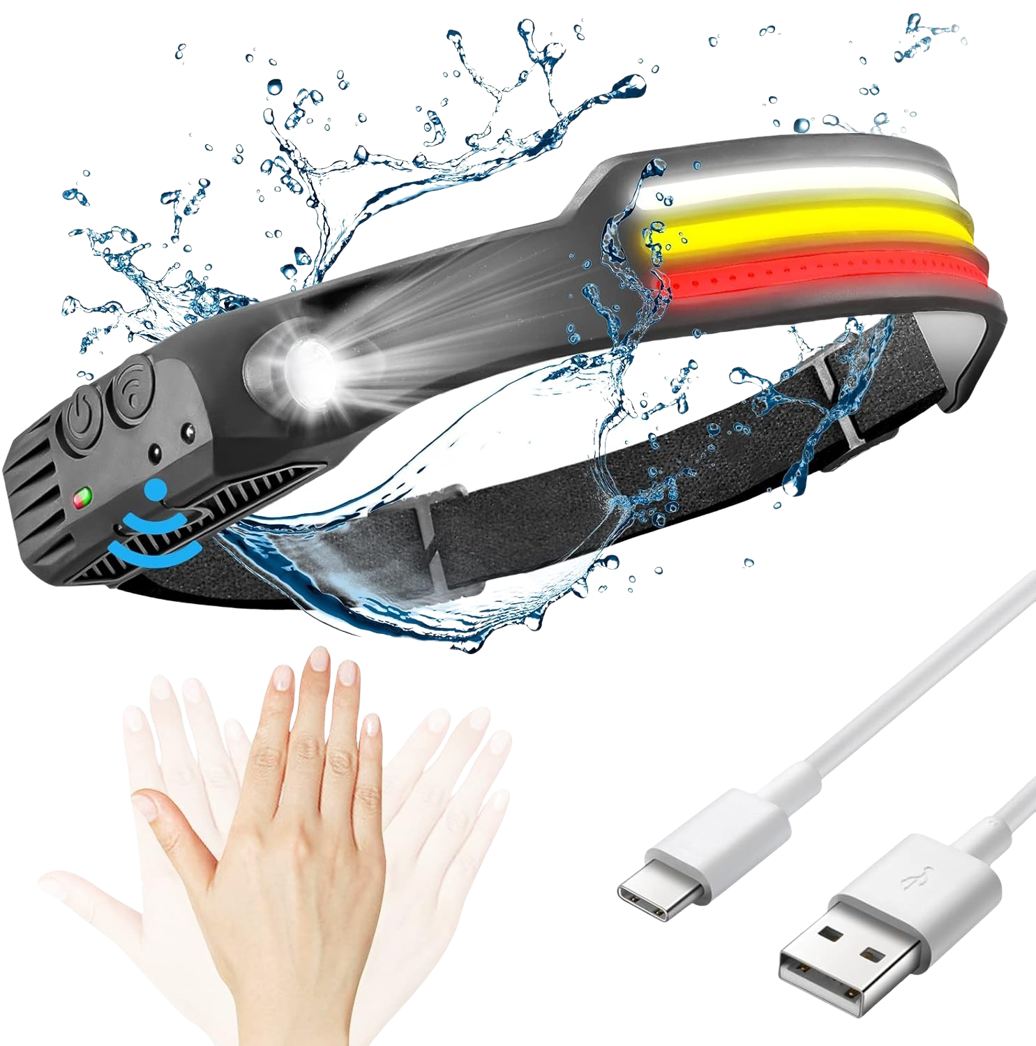 LED Stirnlampe mit 230º Sichtfeld – Helle, Leichte und Verstellbare Beleuchtung für Outdoor-Aktivitäten