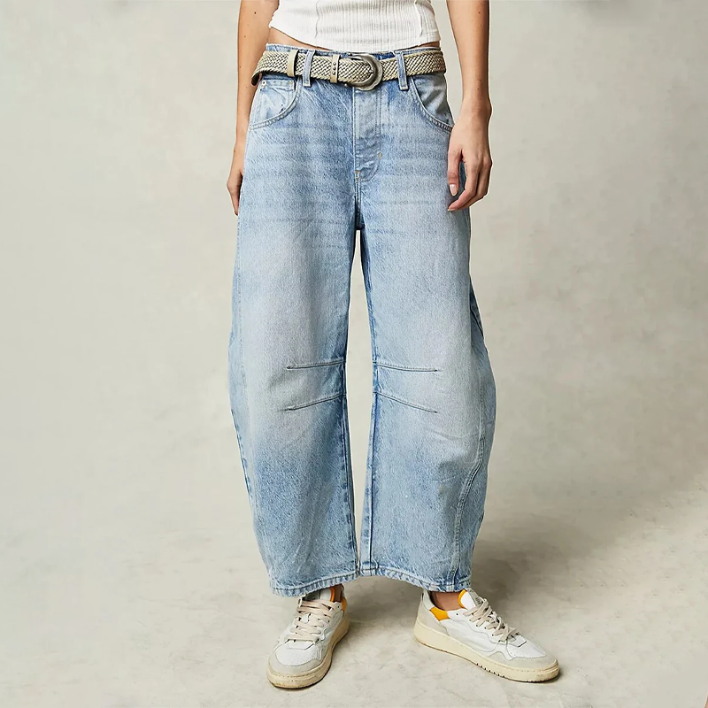 Damen High Waist Freizeithose mit schmal zulaufendem Bein | Knopfverschluss