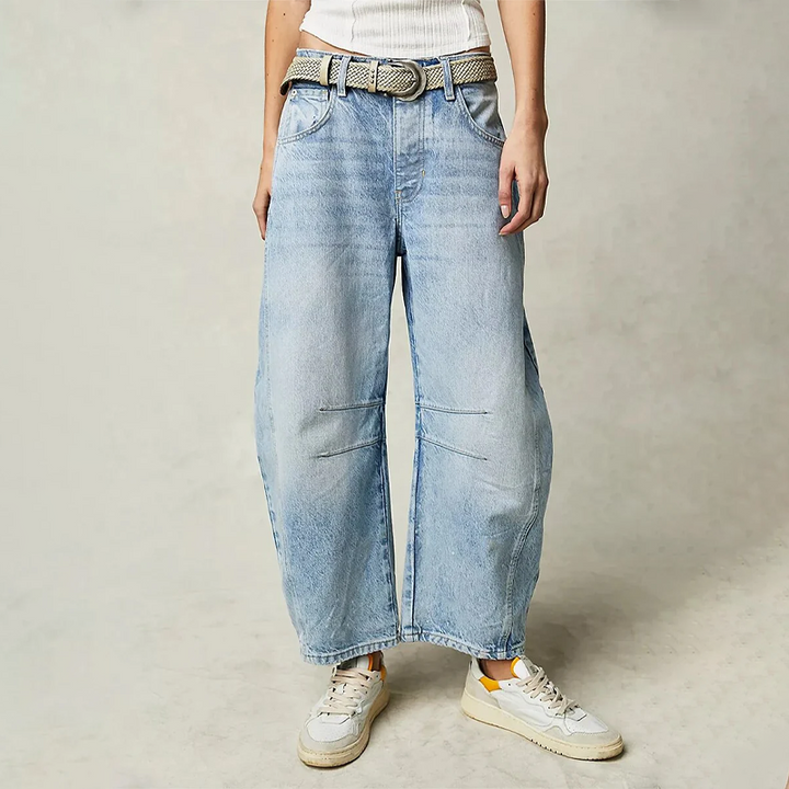 Damen High Waist Freizeithose mit schmal zulaufendem Bein | Knopfverschluss