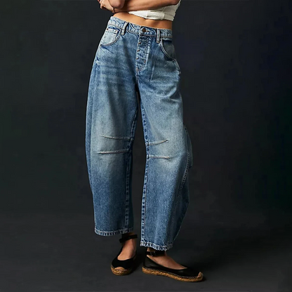 Pantaloni casual pentru femei cu talie înaltă și croială conică | Închidere cu nasture