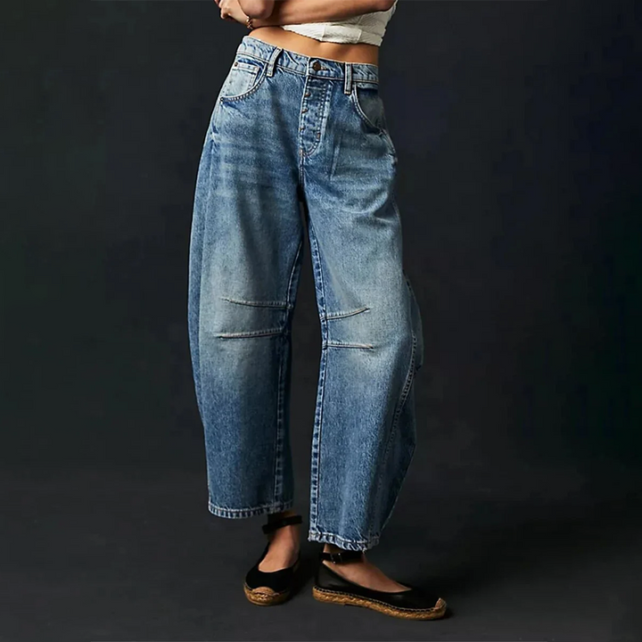 Damen High Waist Freizeithose mit schmal zulaufendem Bein | Knopfverschluss