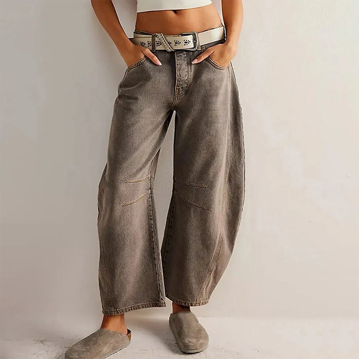 Damen High Waist Freizeithose mit schmal zulaufendem Bein | Knopfverschluss