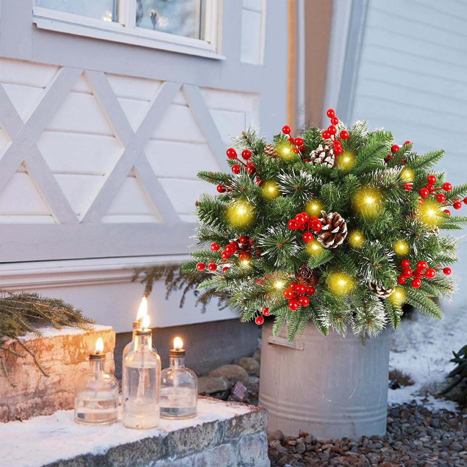 Leuchtender Weihnachtskranz – Für Blumentöpfe & als Dekoration 