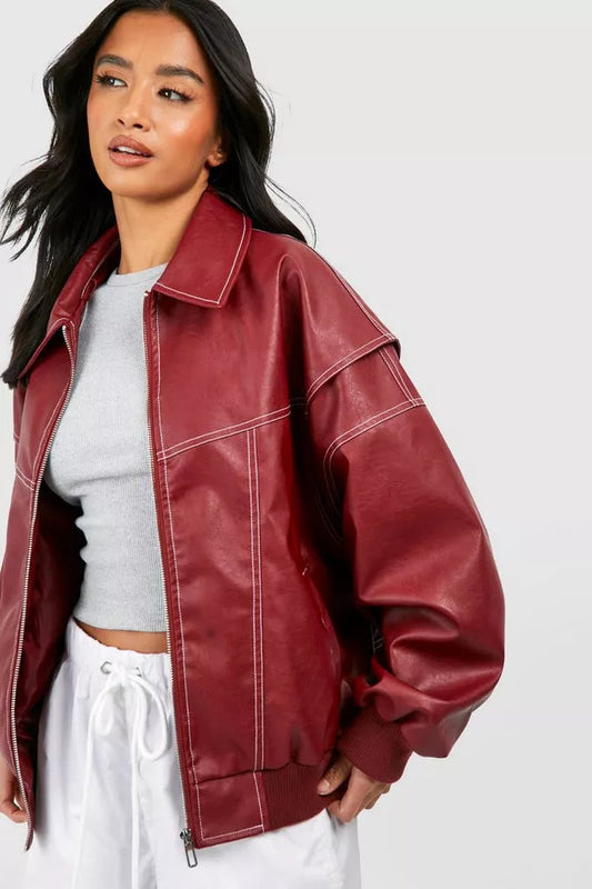 Lily | Oversize-Kunstlederjacke für Damen