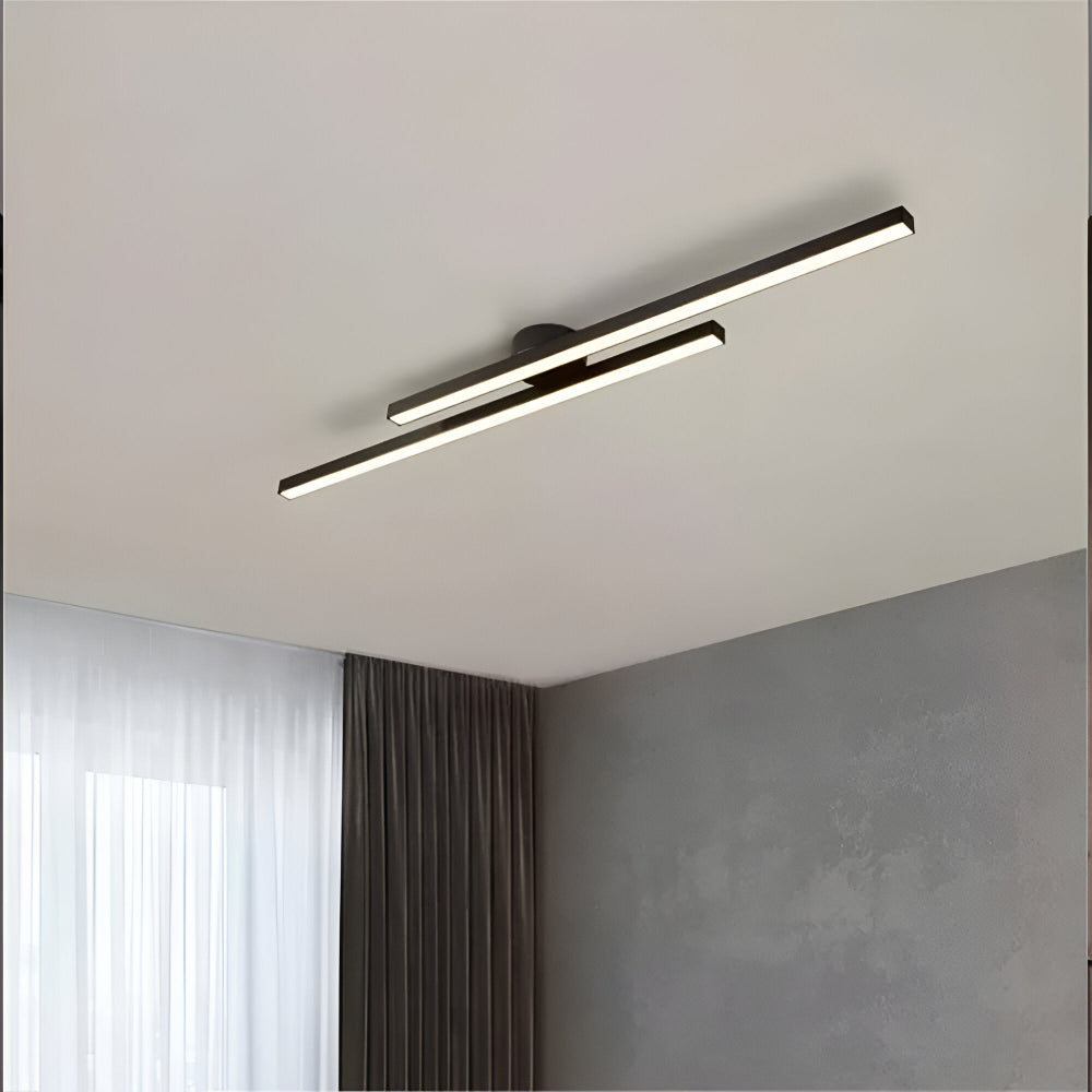 Lineare LED-Deckenleuchte – eine moderne, schlanke Balkenleuchte zur Deckeneinbaumontage für Wohnzimmer, Küche oder Flur 1