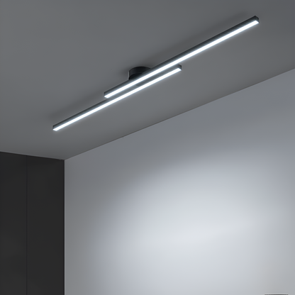 Lineare LED-Deckenleuchte – eine moderne, schlanke Balkenleuchte zur Deckeneinbaumontage für Wohnzimmer, Küche oder Flur 4