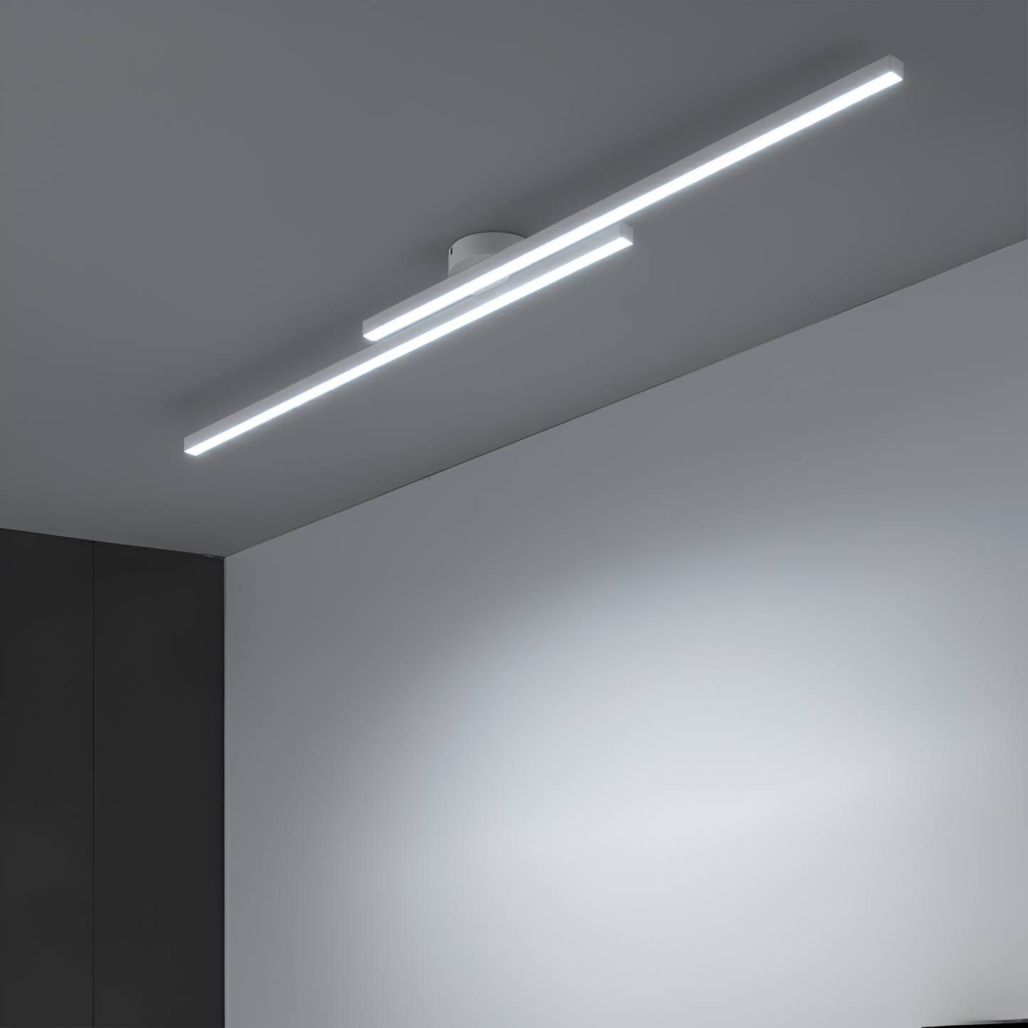 Lineare LED-Deckenleuchte – eine moderne, schlanke Balkenleuchte zur Deckeneinbaumontage für Wohnzimmer, Küche oder Flur 7