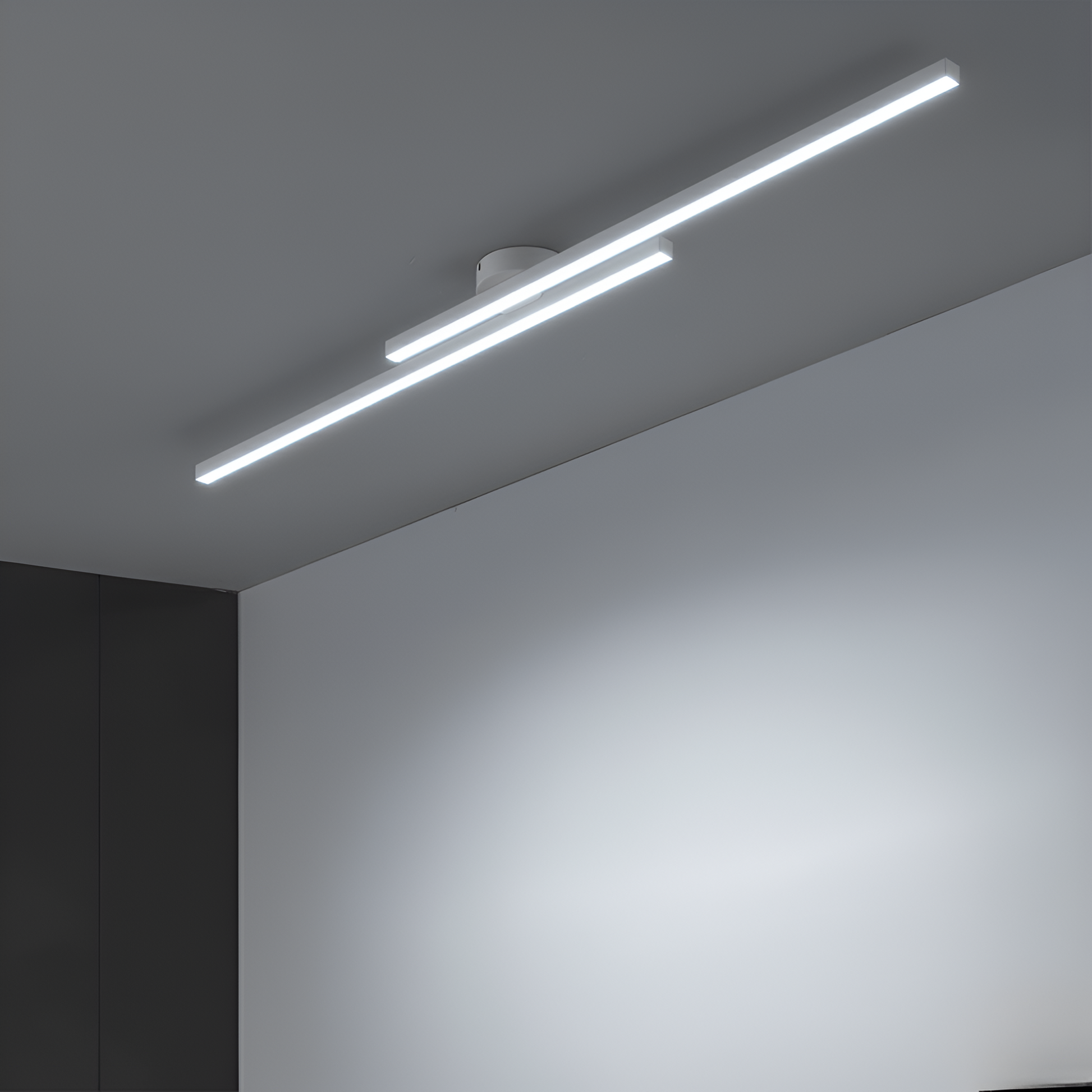 Lineare LED-Deckenleuchte – eine moderne, schlanke Balkenleuchte zur Deckeneinbaumontage für Wohnzimmer, Küche oder Flur 7
