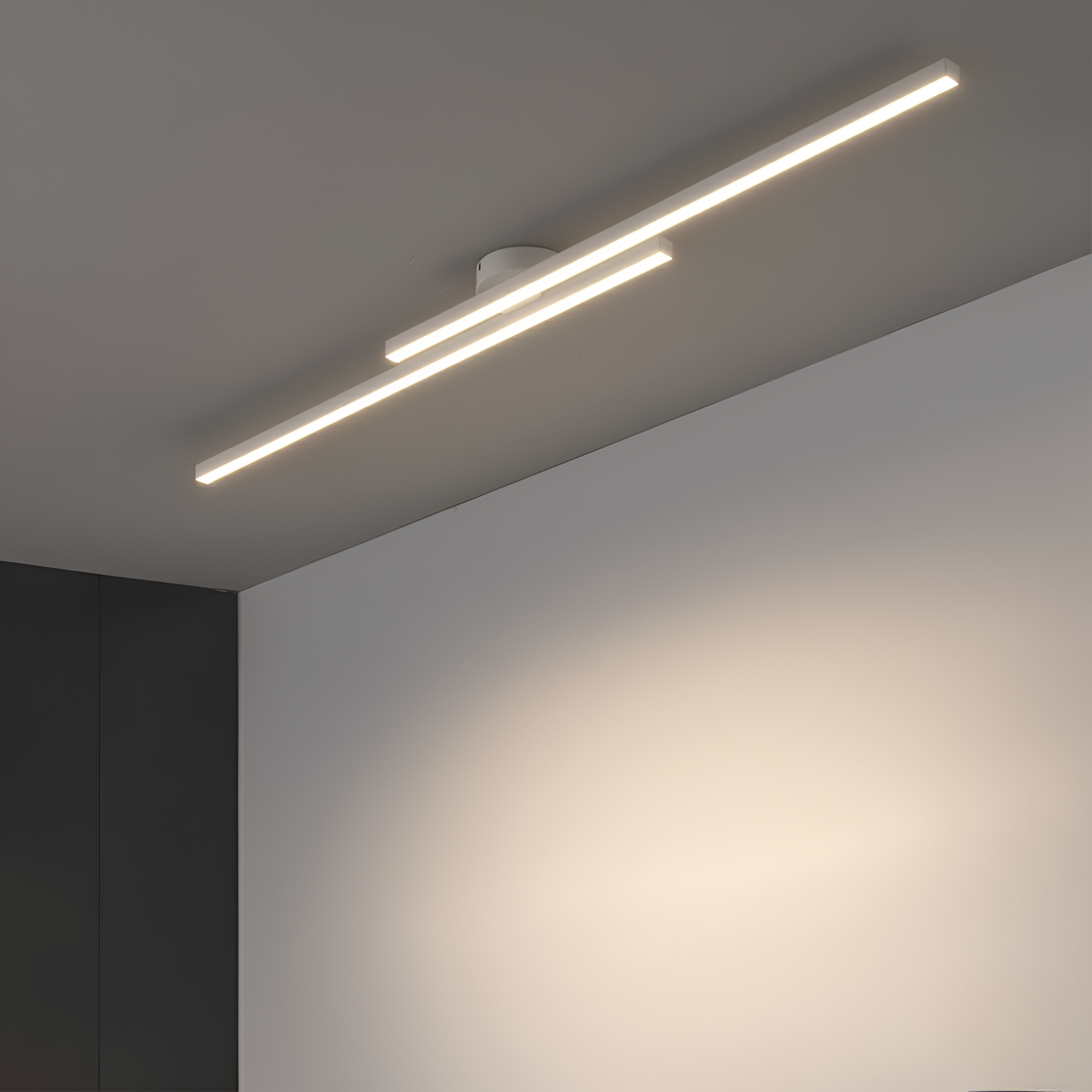 Lineare LED-Deckenleuchte – eine moderne, schlanke Balkenleuchte zur Deckeneinbaumontage für Wohnzimmer, Küche oder Flur 8