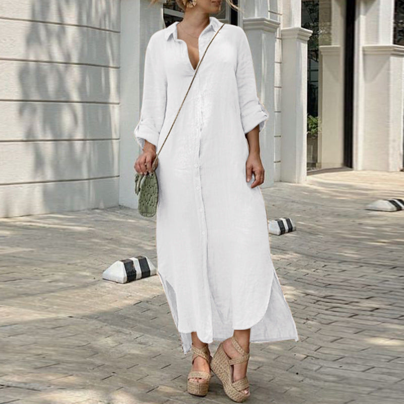 Joanna | Damen Lockeres Maxi-Hemdkleid
