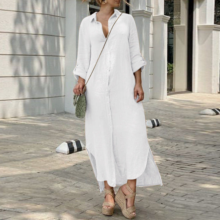 Joanna | Damen Lockeres Maxi-Hemdkleid