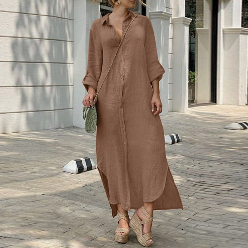 Joanna | Damen Lockeres Maxi-Hemdkleid