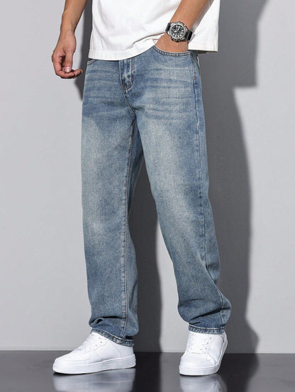 Luis | Lässige verwaschene Herrenjeans mit geradem Bein