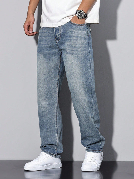 Luis | Lässige verwaschene Herrenjeans mit geradem Bein