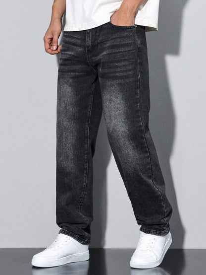 Luis | Lässige verwaschene Herrenjeans mit geradem Bein