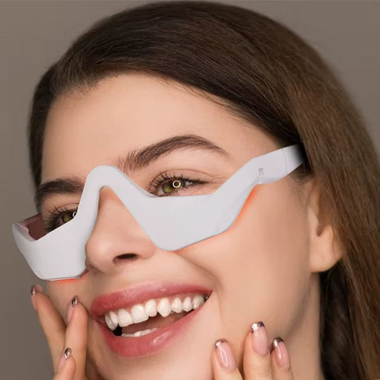 Luminotherapie Brille mit LED und Mikroströmen – Anti-Cernes und Faltenreduzierung, Tragbar und Einfach zu Bedienen