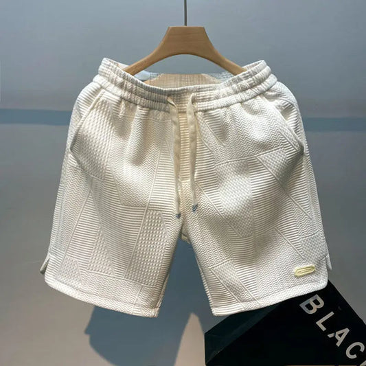 Luxuriöse Kurze Hosen Herren aus Komfortmaterial – Elegante Shorts mit Verstellbarem Kordelzug und Wellenmuster