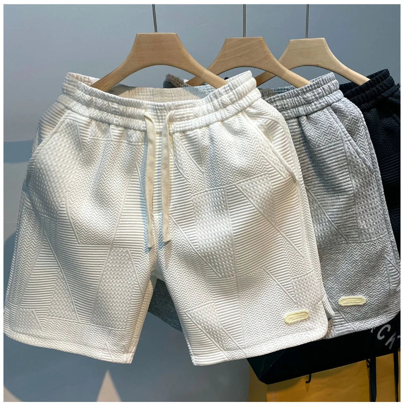 Luxuriöse Kurze Hosen Herren aus Komfortmaterial – Elegante Shorts mit Verstellbarem Kordelzug und Wellenmuster