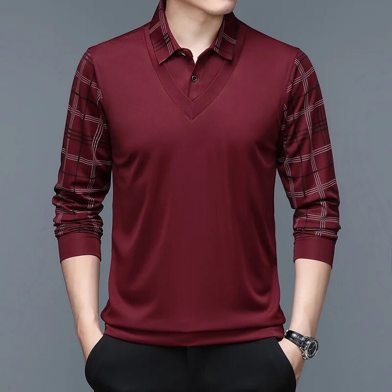 Herren Hemd mit langen Ärmeln und karierten Ärmeln | Casual Wear