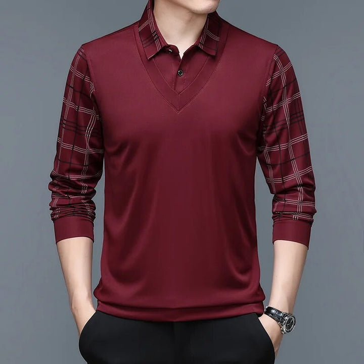 Herren Hemd mit langen Ärmeln und karierten Ärmeln | Casual Wear