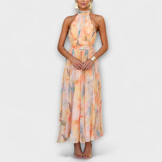 Maxi Kleid | Damenmode Sommer mit Aquarell Print für besondere Anlässe