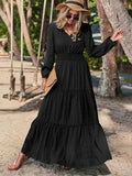Maxikleid | Lange Kleider für Damen im Sommer mit V-Ausschnitt und gestuftem Rock