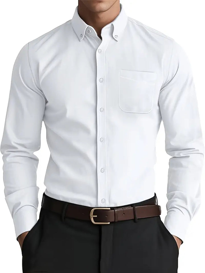 Herren Hemd mit langen Ärmeln schmaler Passform und Knopfverschluss | Formal Wear