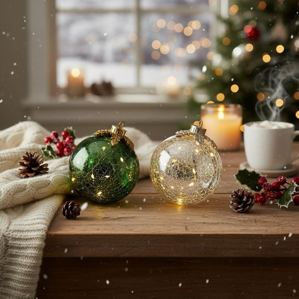 Merrydale™ – LED-Weihnachtskugeln aus Crackle-Glas (3er-Set) 3