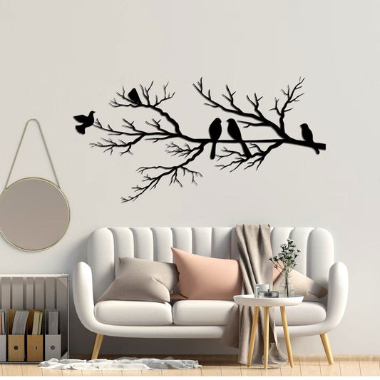 Wanddekoration mit Vögeln auf einem Ast – elegante Wanddekoration für Wohnzimmer und moderne Wohnungen