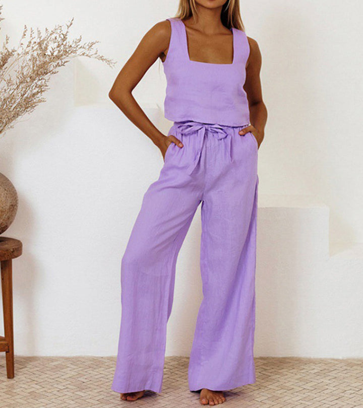 Milena – Minimalistisches Top und Set aus weit geschnittener Hose 3