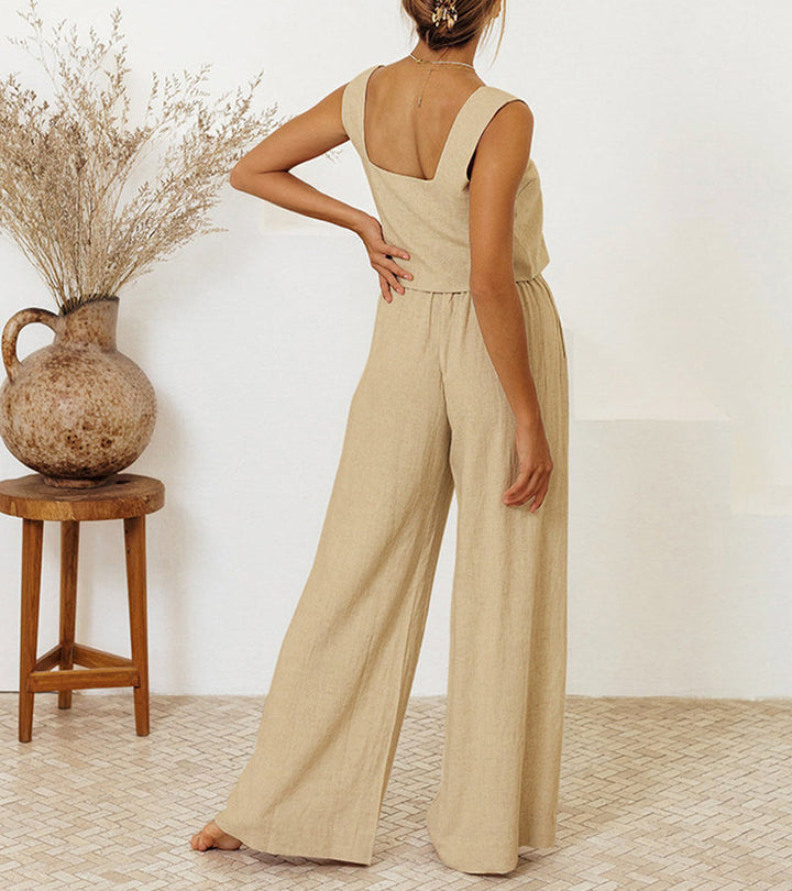 Milena – Minimalistisches Top und Set aus weit geschnittener Hose 4