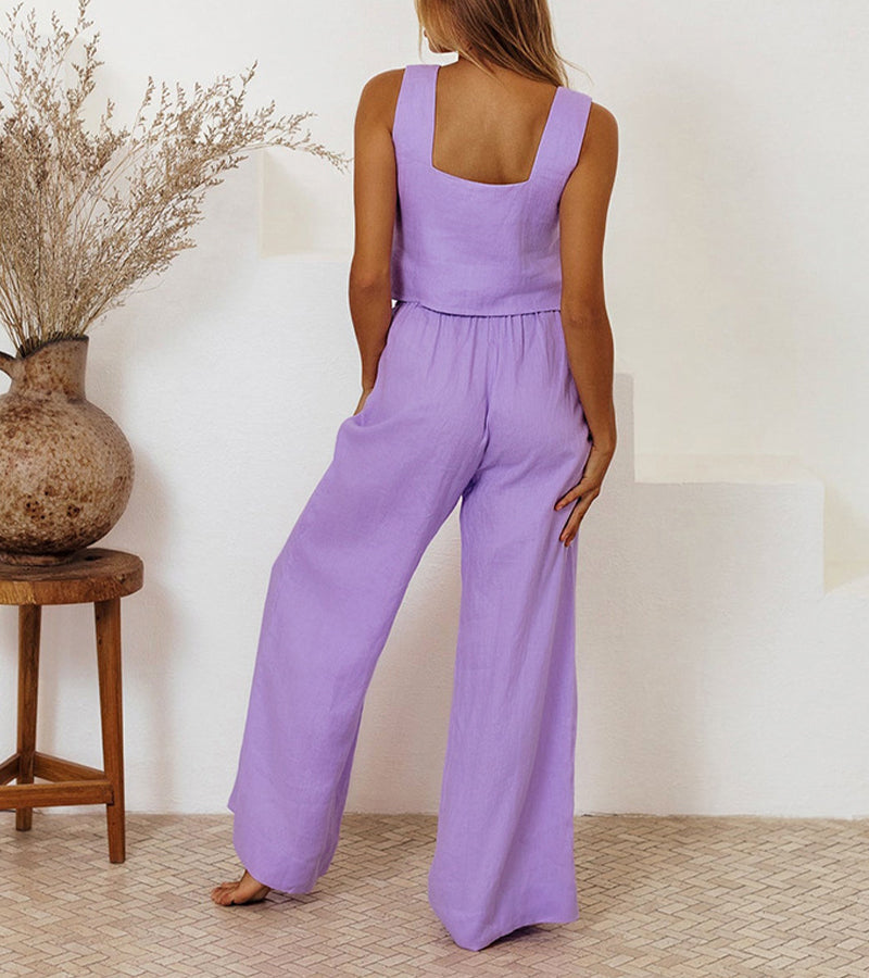 Milena – Minimalistisches Top und Set aus weit geschnittener Hose 7