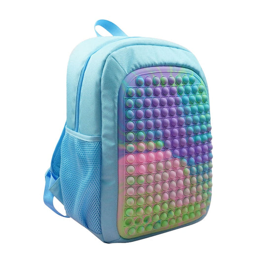 Mini Pop It Rucksack für Kinder – Fidget-Spielzeug mit Verstellbaren Trägern und Geräumigem Hauptfach, Regenbogen Design