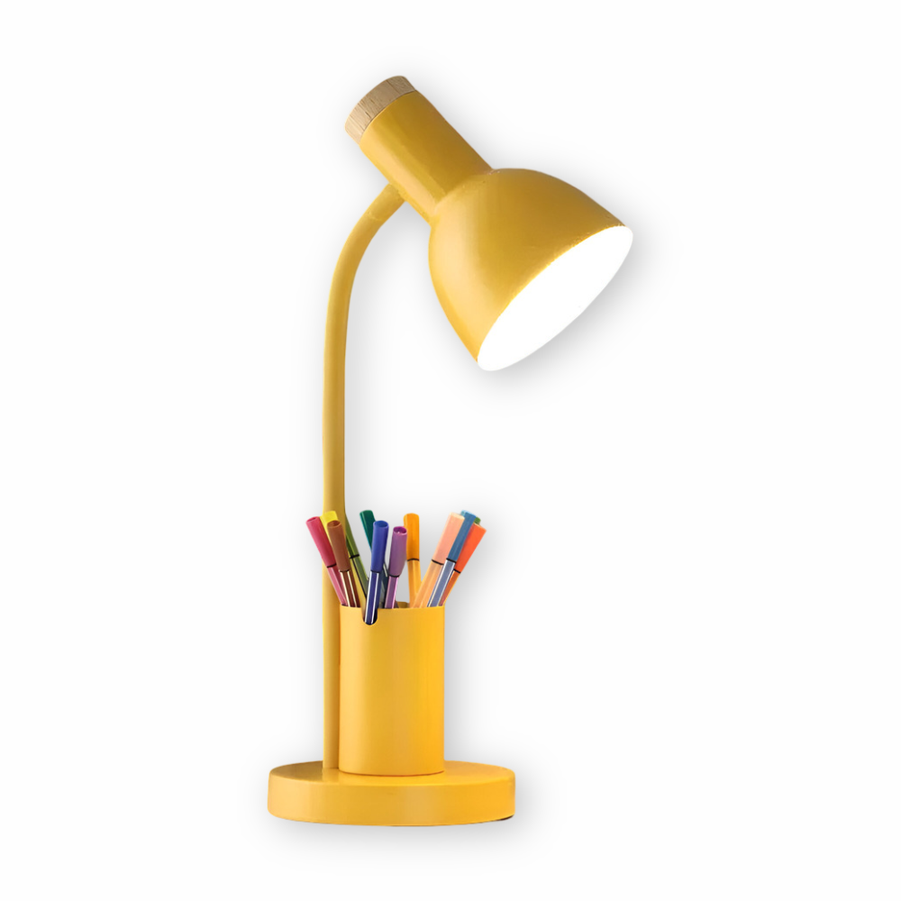 Moderne Nordische LED Tischlampe mit Stilvollem Stifthalter - Augenschonende Beleuchtung für Büro, Lesen und Wohnkultur 