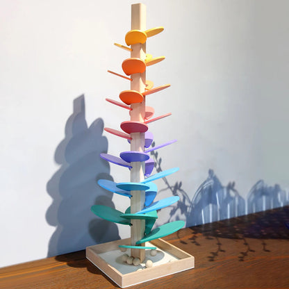 Montessori Regenbogen Knikkerbaum aus Holz – Pädagogisches Spielzeug für 2-Jährige zur Förderung von Feinmotorik und auditivem Lernen