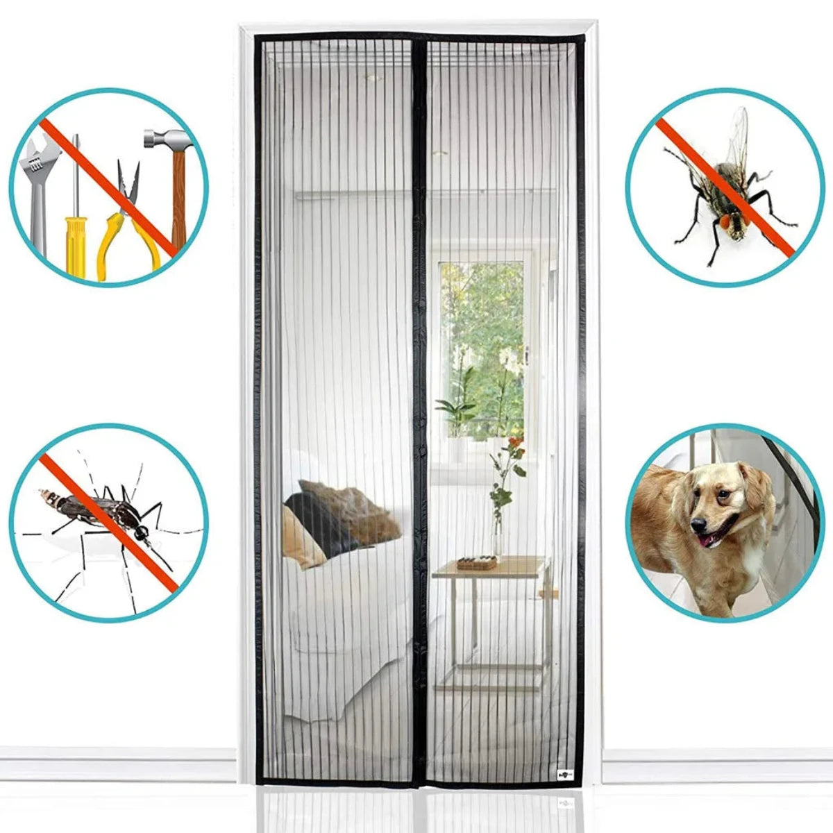 Moskitonetz für Türen – Effektiver Insektenschutz mit Magnetverschluss, universell einsetzbar, waschbar